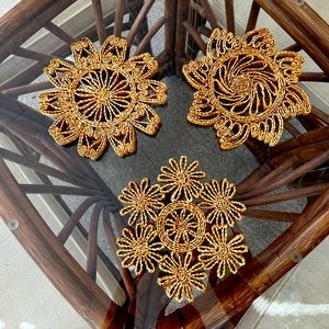 Vintage - Boho - rattan-woven pot mats